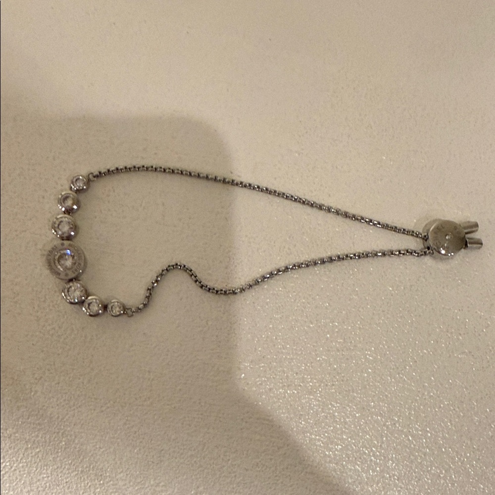 Silver Crystal Accent Adjustable Bracelet - Women Jewelry MK